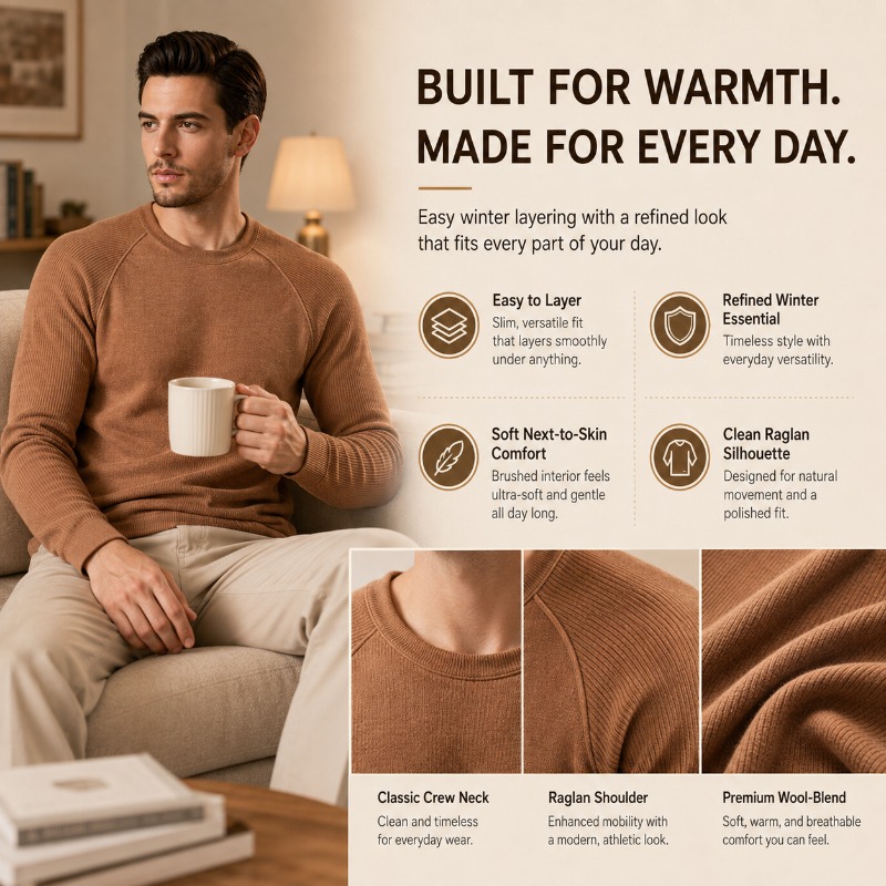 Erkek Polar Astarlı Yün Bisikl - Undershirt Crew Neck incelemesi ve fiyatı