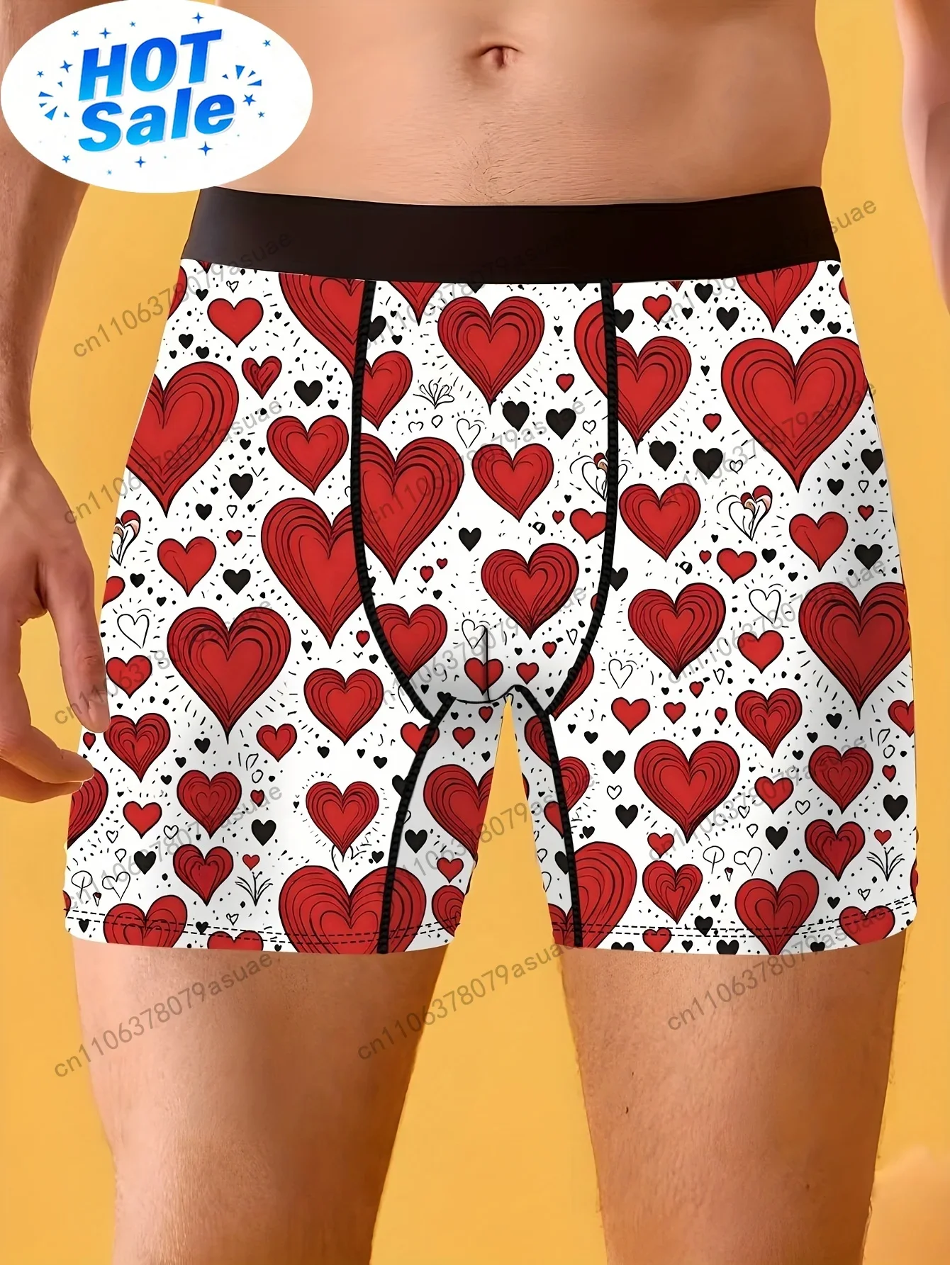 1 adet Erkek Kalp Desenli Boxe - Quick Dry Underwear incelemesi ve fiyatı